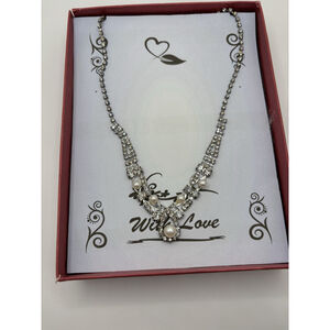 Vintage Inspired Crystal Rhinestone And Faux Pearl Necklace